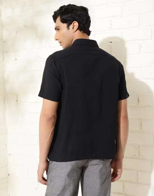 Black Cotton Bush Shirt