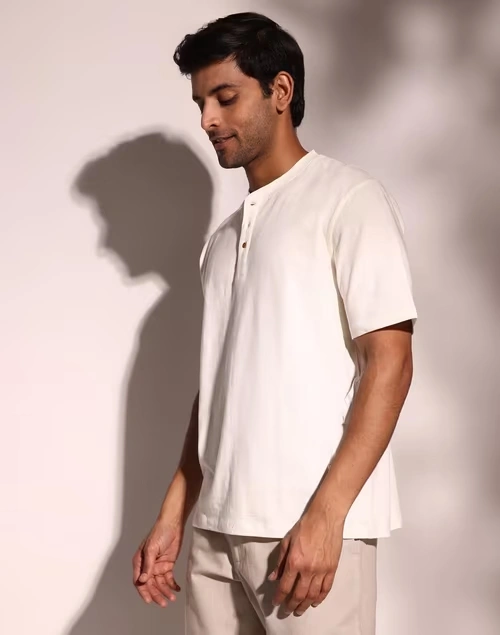 Offwhite Cotton Comfort Fit Organic Slub Tee