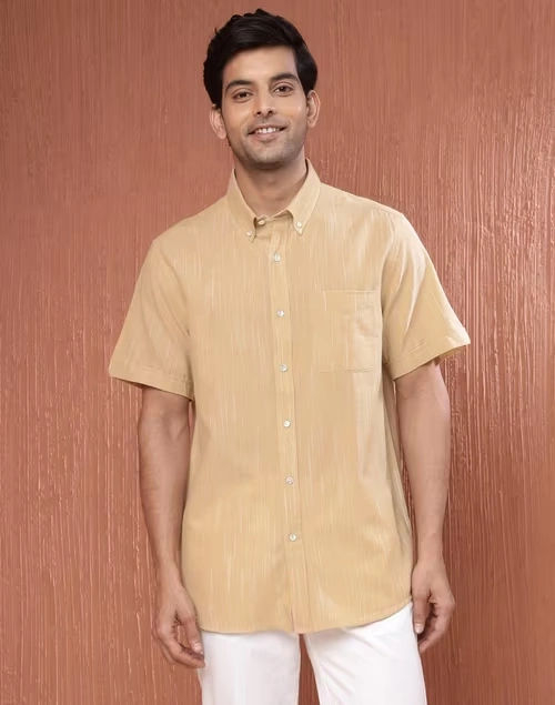 Beige Cotton Woven Shirt