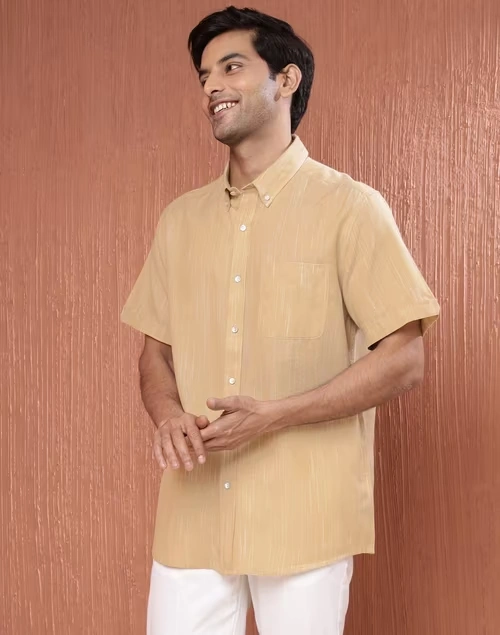 Beige Cotton Woven Shirt 3 Beige Cotton Woven Shirt