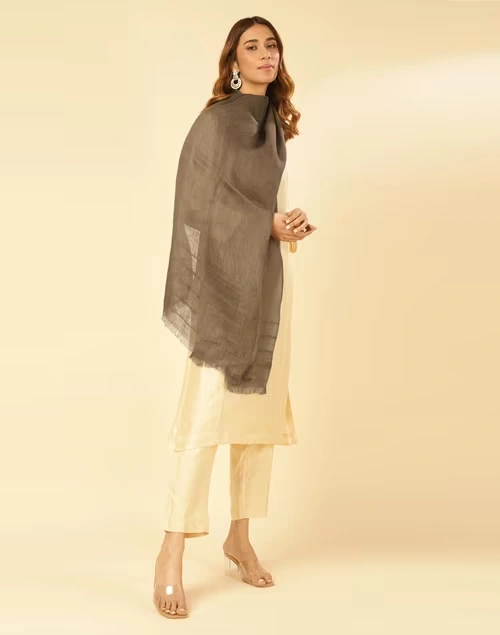 Brown Linen Whisper Stole 3 Brown Linen Whisper Stole