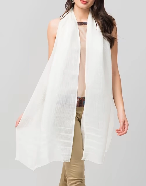 White Linen Whisper Stole 3 White Linen Whisper Stole