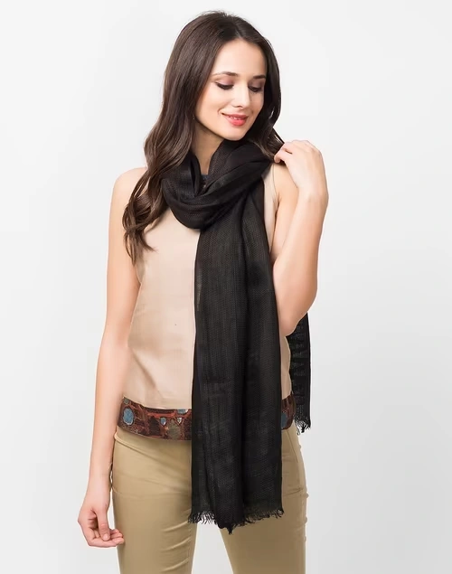 Black Linen Whisper Stole