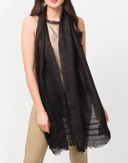 Black Linen Whisper Stole 3 Black Linen Whisper Stole