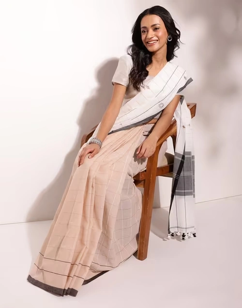 Natural Cotton Woven Sari