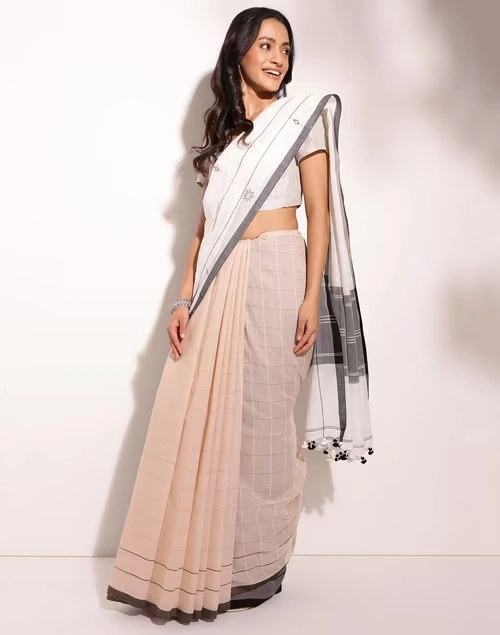 Natural Cotton Woven Sari