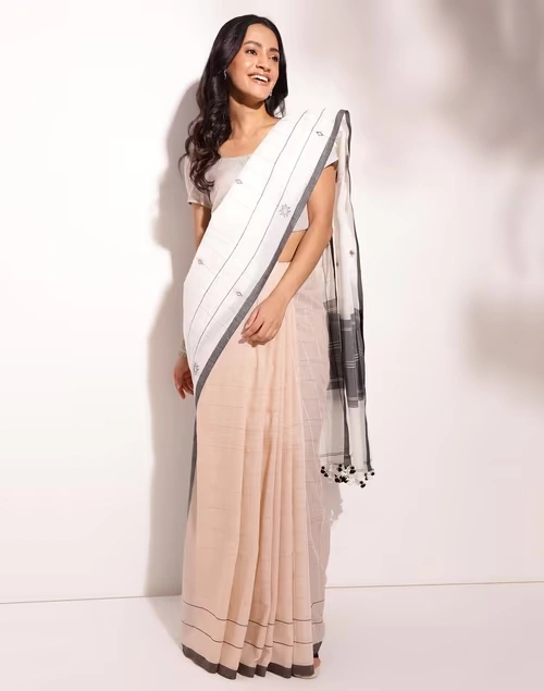 Natural Cotton Woven Sari 3 Natural Cotton Woven Sari