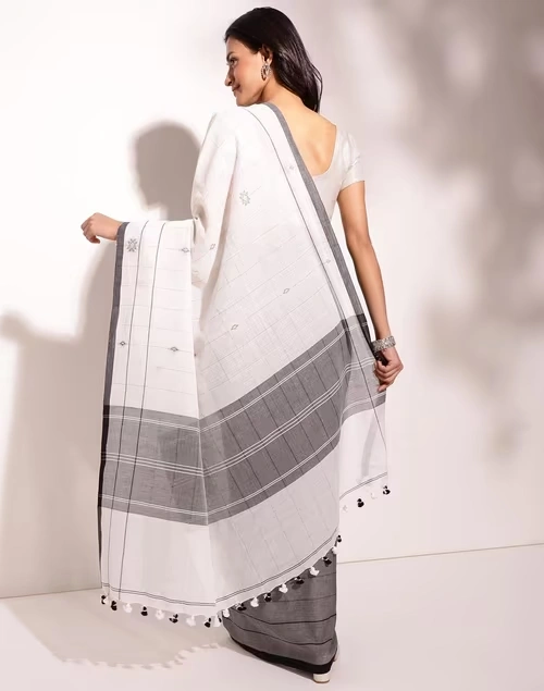 Natural Cotton Woven Sari 4 Natural Cotton Woven Sari
