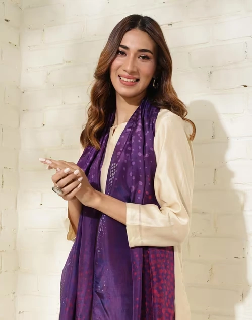 Purple Silk Printed Stole 4 Purple Silk Printed Stole