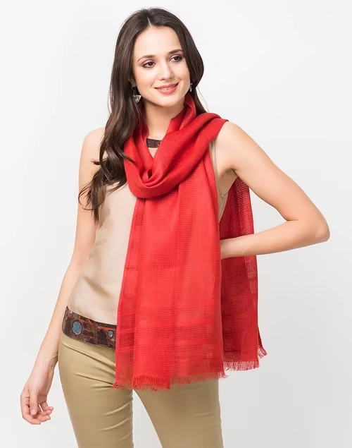 Red Linen Whisper Stole
