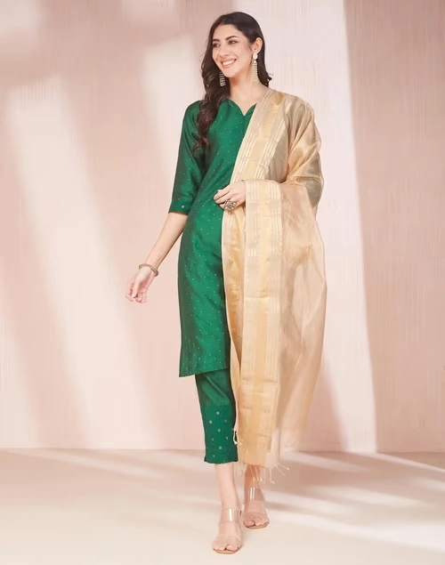 Beige Cotton Silk Blend Maheshwari Dupatta 3 Beige Cotton Silk Blend Maheshwari Dupatta