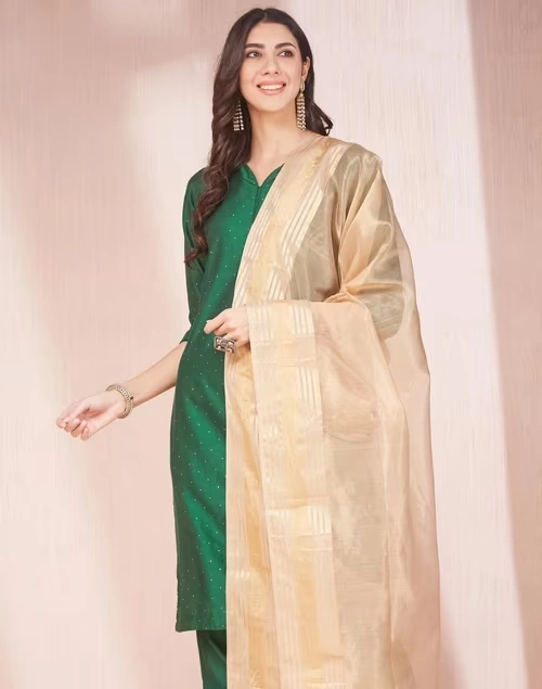 Beige Cotton Silk Blend Maheshwari Dupatta 4 Beige Cotton Silk Blend Maheshwari Dupatta