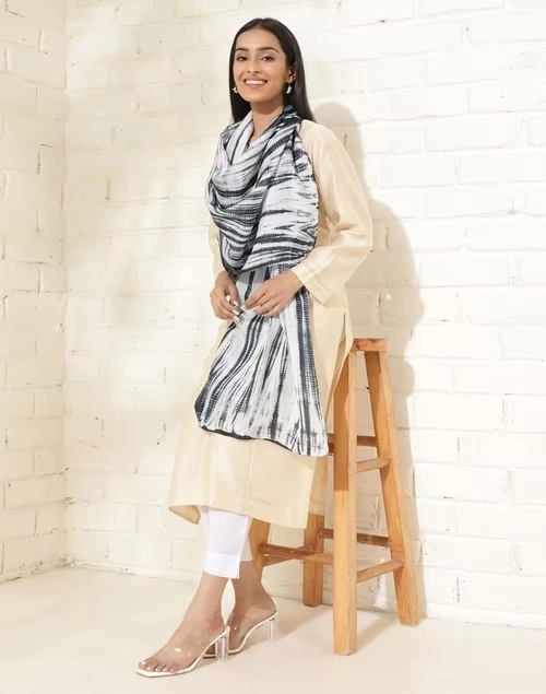 Black Silk Tie & Dye Stole 3 Black Silk Tie & Dye Stole