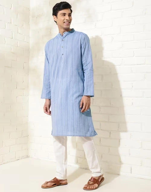 Blue Cotton Hand Block Printed Long Kurta 3 Blue Cotton Hand Block Printed Long Kurta