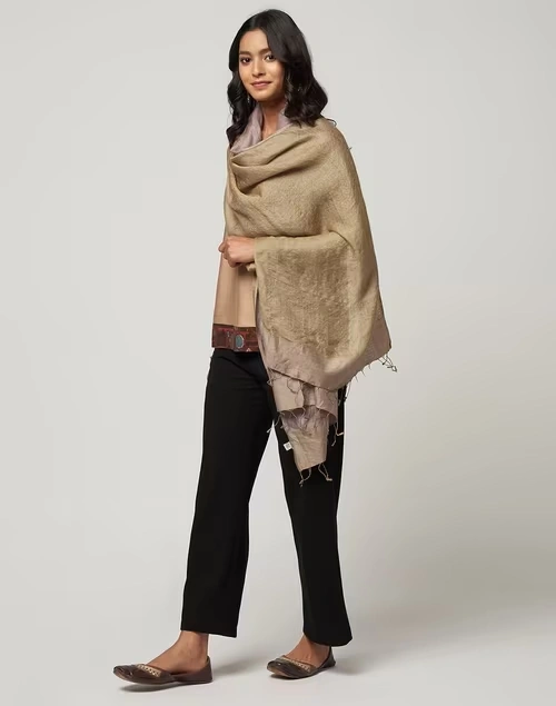 Beige Silk Stole