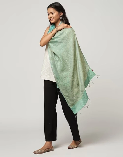 Turquoise Silk Stole