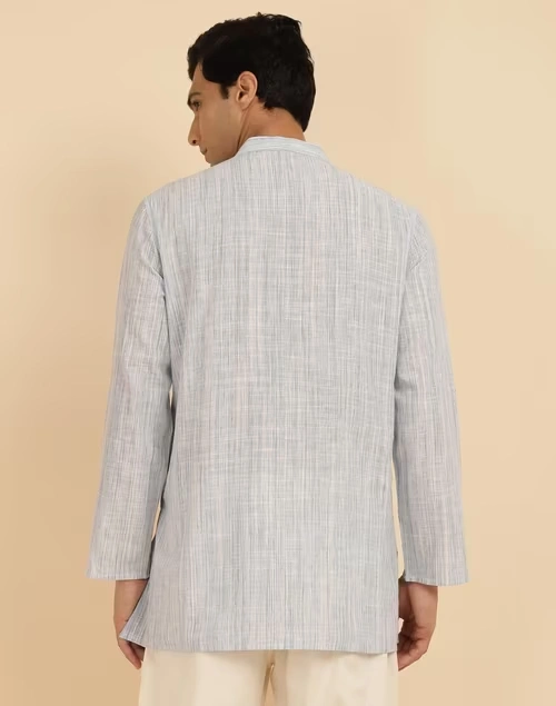 Blue Cotton Woven Short Kurta 4 Blue Cotton Woven Short Kurta