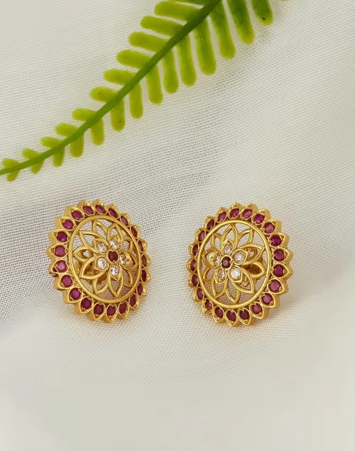 Golden Silver Stud Earrings