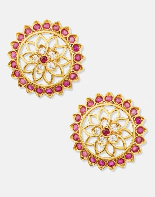 Golden Silver Stud Earrings