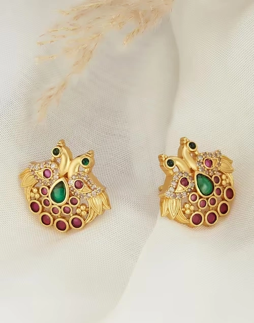 Golden Metal Stud Earrings