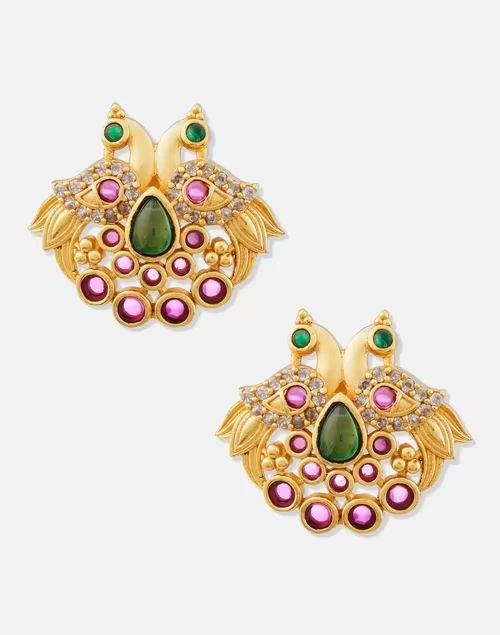 Golden Metal Stud Earrings