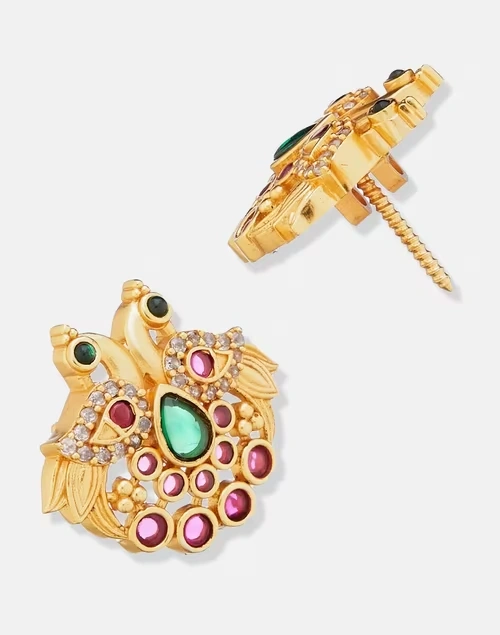 Golden Metal Stud Earrings