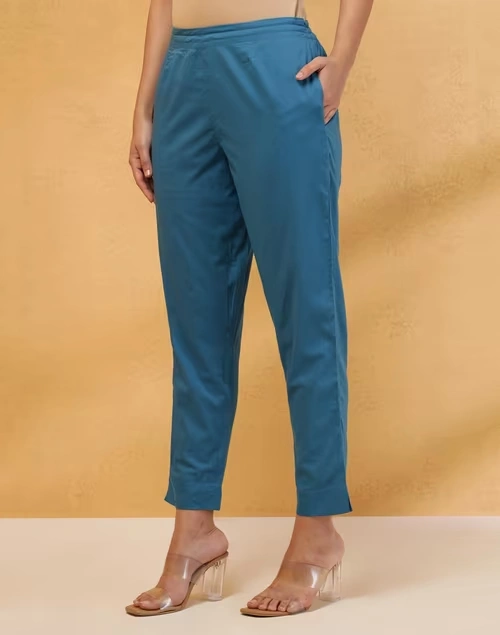 Blue Cotton Ethnic Pant