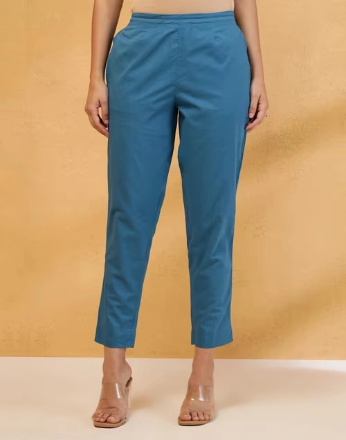 Blue Cotton Ethnic Pant