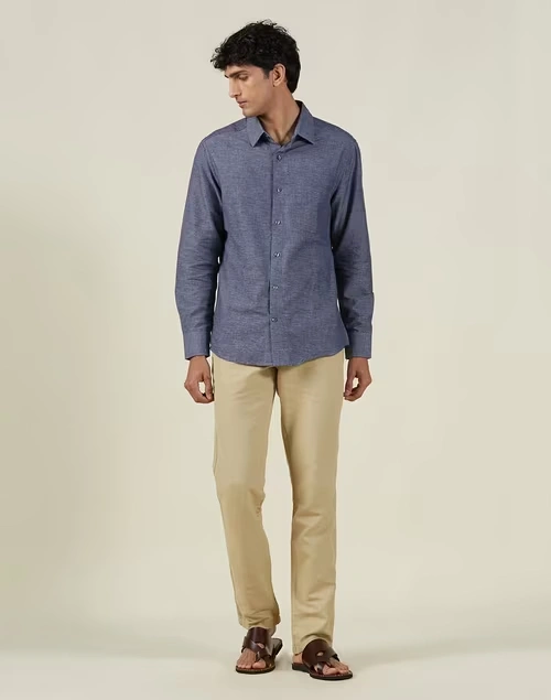 Blue Cotton Slim Fit Shirt 4 Blue Cotton Slim Fit Shirt