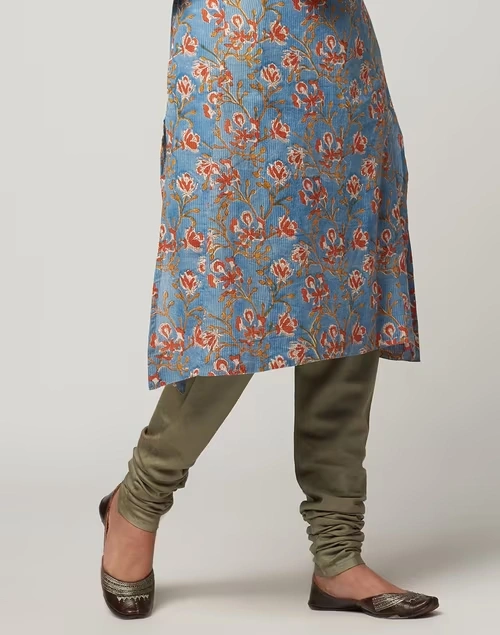 Beige Viscose Silk Churidar