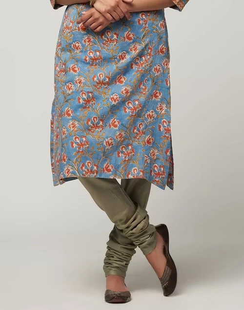 Beige Viscose Silk Churidar