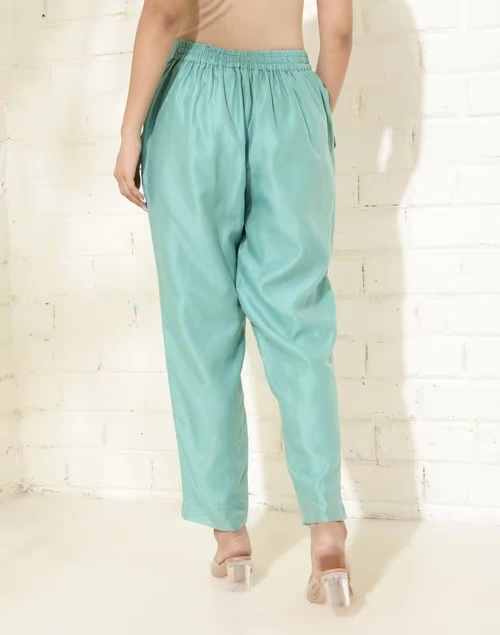 Blue Cotton Silk Full Length Ethnic Casual Pant 3 Blue Cotton Silk Full Length Ethnic Casual Pant