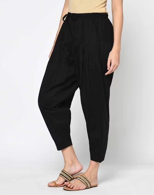 Black Cotton Elasticated Salwar