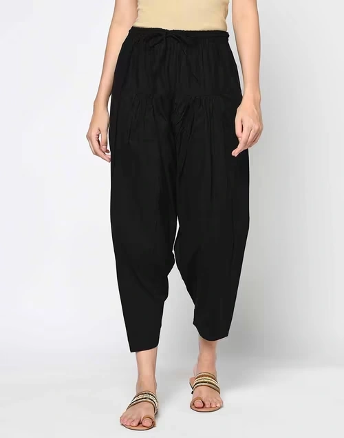 Black Cotton Elasticated Salwar