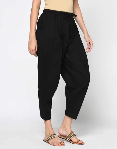 Black Cotton Elasticated Salwar