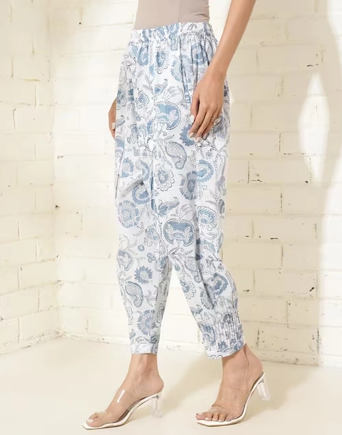 White Cotton Hand Block Printed Salwar