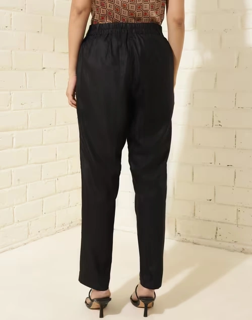 Black Viscose Silk Slim Fit Formal Kosi Pant 3 Black Viscose Silk Slim Fit Formal Kosi Pant