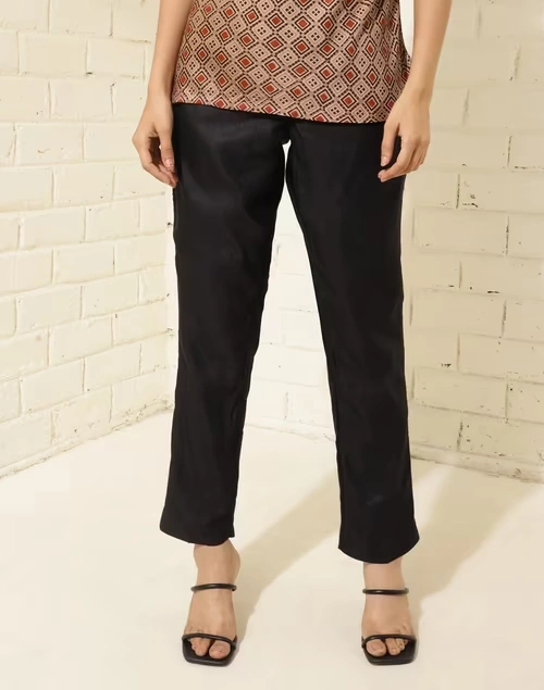 Black Viscose Silk Slim Fit Formal Kosi Pant 4 Black Viscose Silk Slim Fit Formal Kosi Pant
