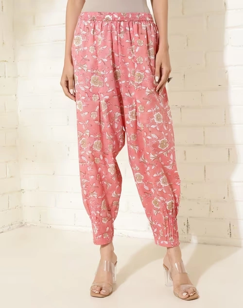 Pink Cotton Hand Block Printed Salwar