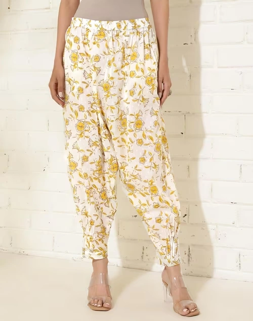 White Cotton Hand Block Printed Salwar