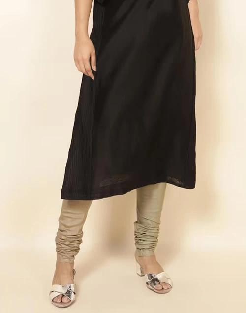 Beige Viscose Silk Churidar