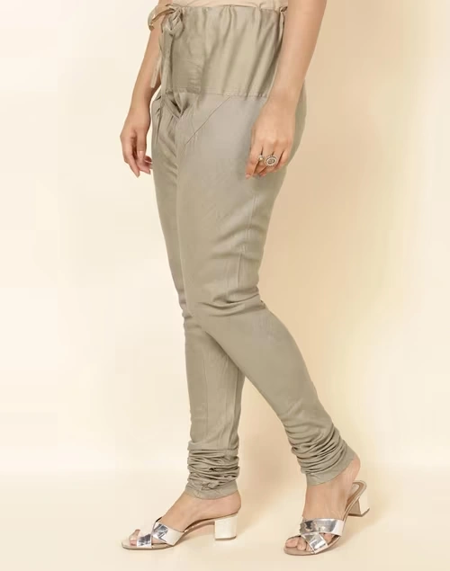 Beige Viscose Silk Churidar 3 Beige Viscose Silk Churidar