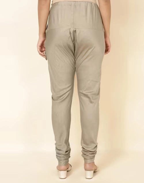 Beige Viscose Silk Churidar 4 Beige Viscose Silk Churidar