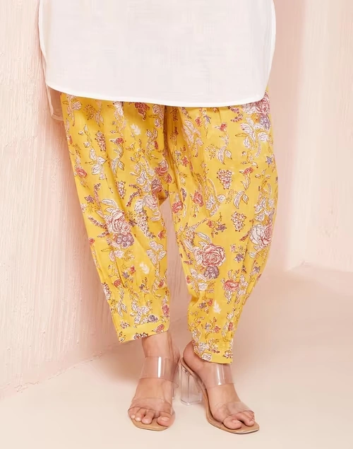 Yellow Cotton Hand Block Printed Salwar 4 Yellow Cotton Hand Block Printed Salwar