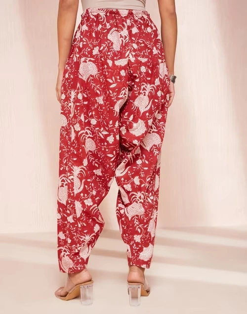 Red Cotton Hand Block Printed Salwar