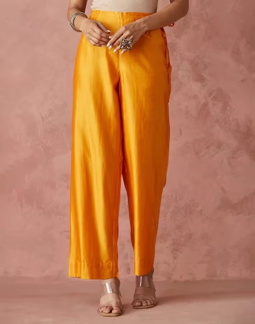 Mustard Cotton Silk Regular Fit Ijar