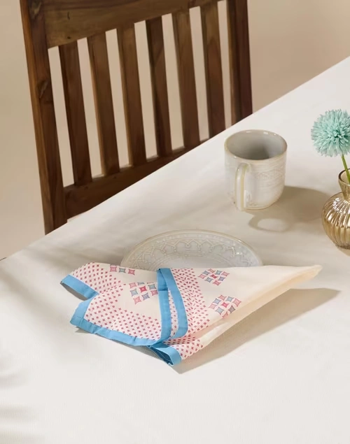 Red Cotton Printed Chintz Napkin Set Of 6