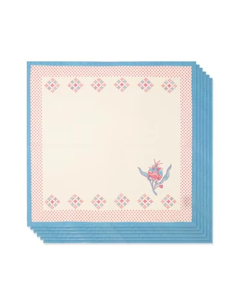 Red Cotton Printed Chintz Napkin Set Of 6