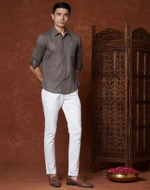 Grey Cotton Slim Fit Shirt 3 Grey Cotton Slim Fit Shirt