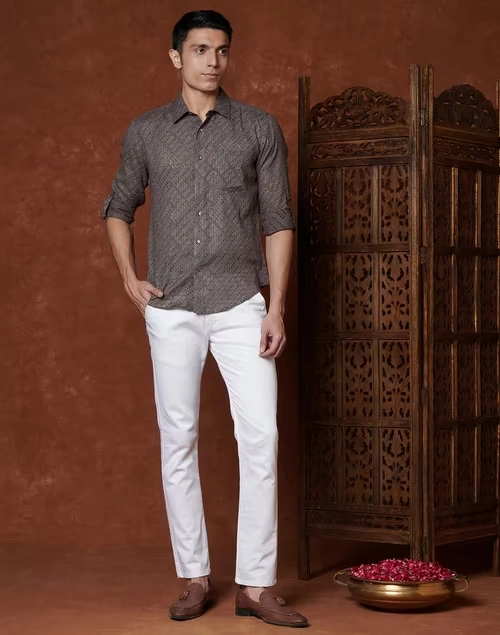 Grey Cotton Slim Fit Shirt 4 Grey Cotton Slim Fit Shirt